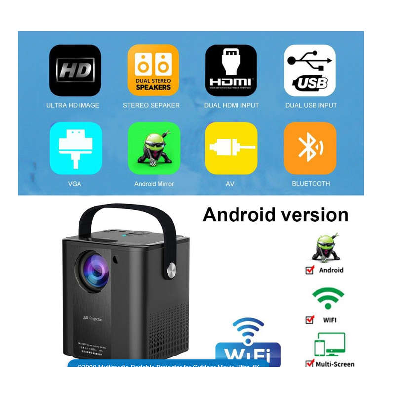 Q200 Multimedia Portable Projector for Outdoor Movie Ultra 4K