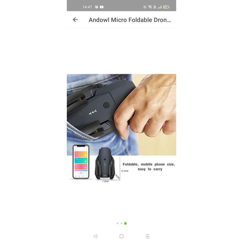 Andowl Micro Foldable Drone with 720P Adjustable Camera - Black