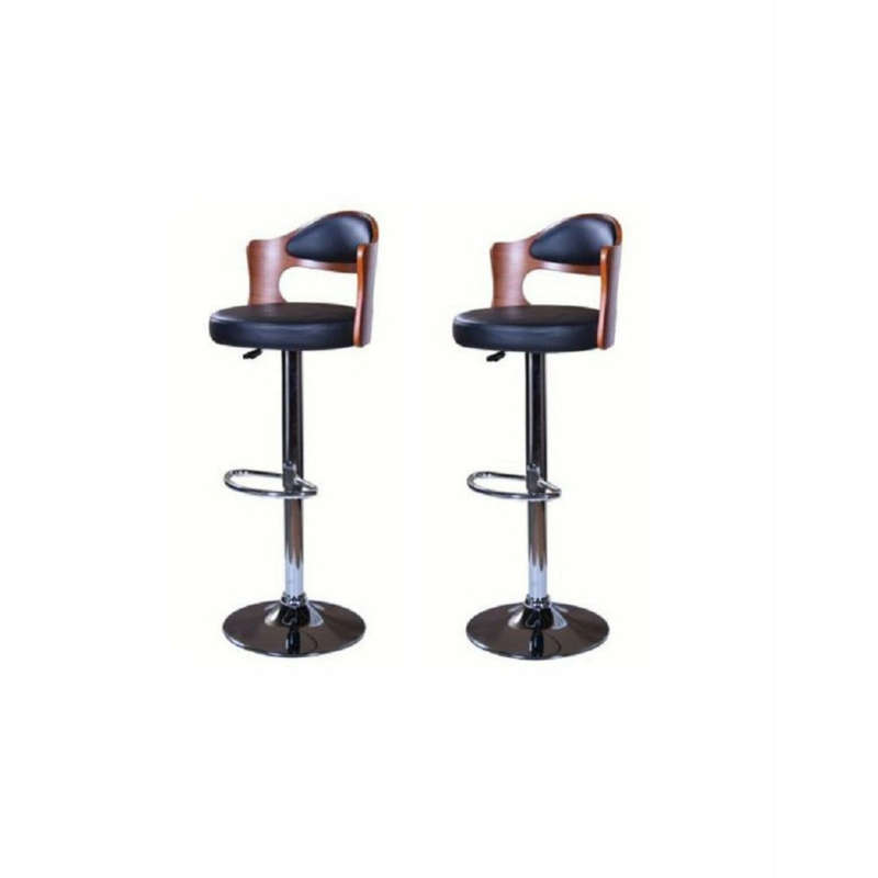 BG Contemporary design Wooden and Leather Bar stool - set of 2
