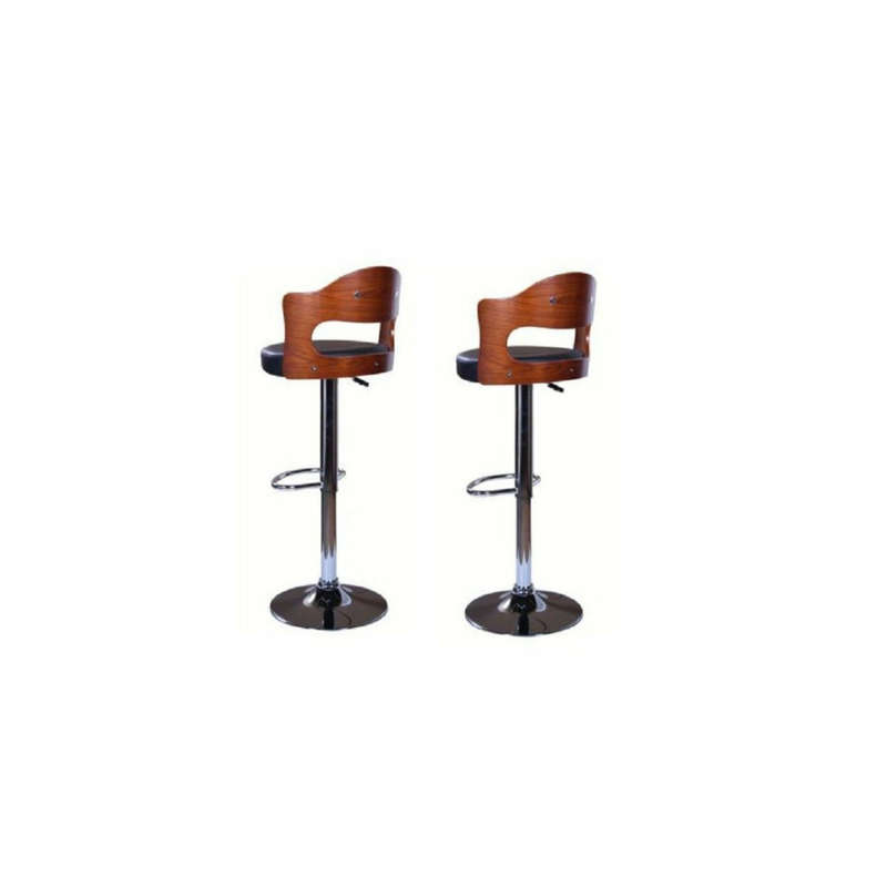 BG Contemporary design Wooden and Leather Bar stool - set of 2