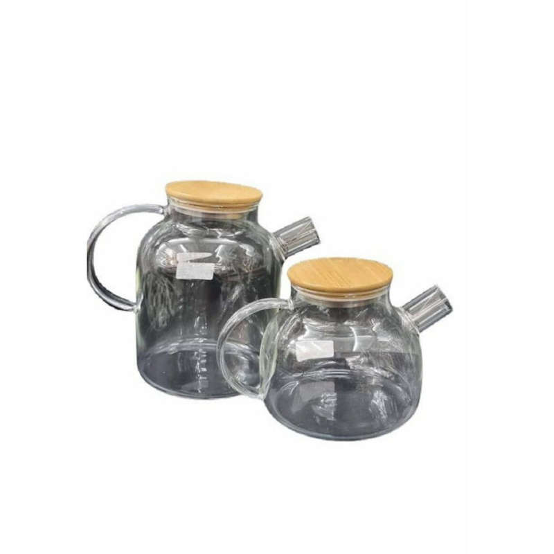 Set of 2 Elegant Glass Teapots with lids (1 L & 1,5L)