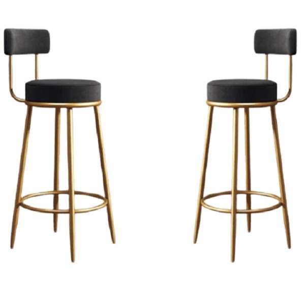 Coco French Style high bar chairs - Suede and Gold Metal - Set of 2