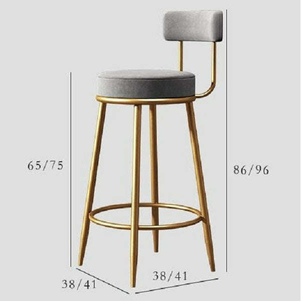 Coco French Style high bar chairs - Suede and Gold Metal