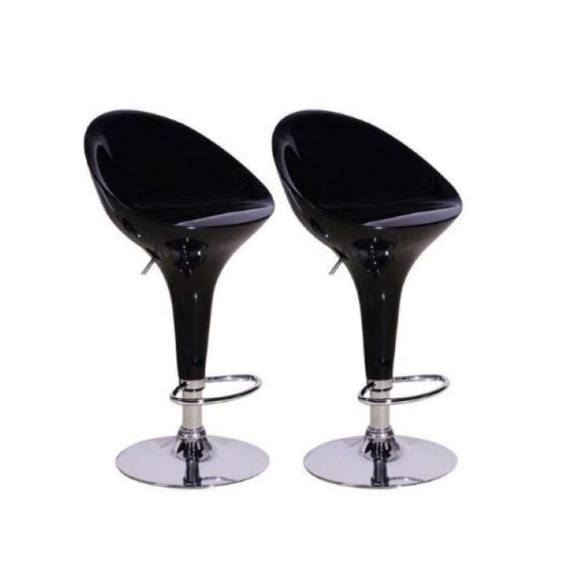 TAZ High Back Glossy Barstools - Black and white (set of 2)