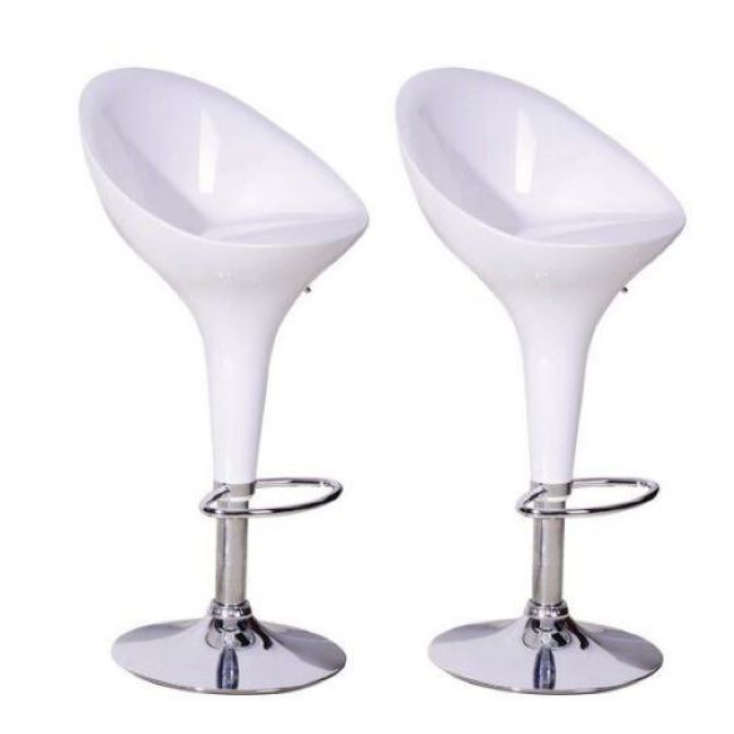TAZ High Back Glossy Barstools - Black and white (set of 2)
