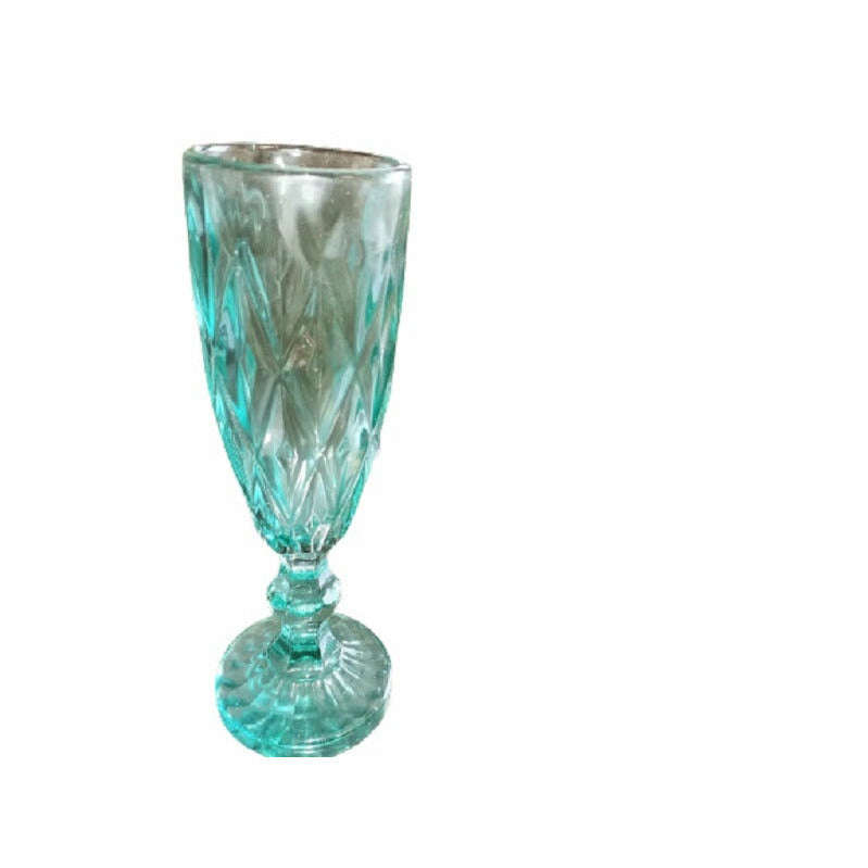 Teal Crystal Wine and Champagne glasses - set of 6