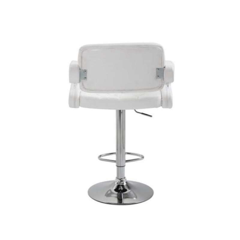 White Luxury Leather Barstool With Chrome Base