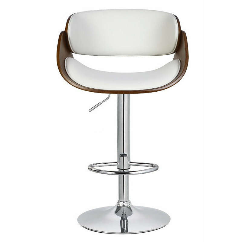 Figo Wooden cutout barstool with faux leather - White - Set of 2