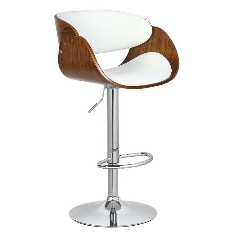 Figo Wooden cutout barstool with faux leather - White - Set of 2