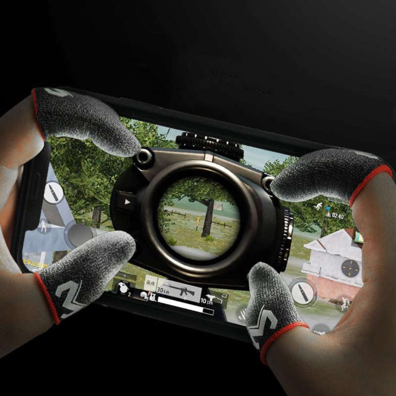 MEMO Anti Sweat Fiber Mobile Gaming Thumb Sleeves - Red and Black