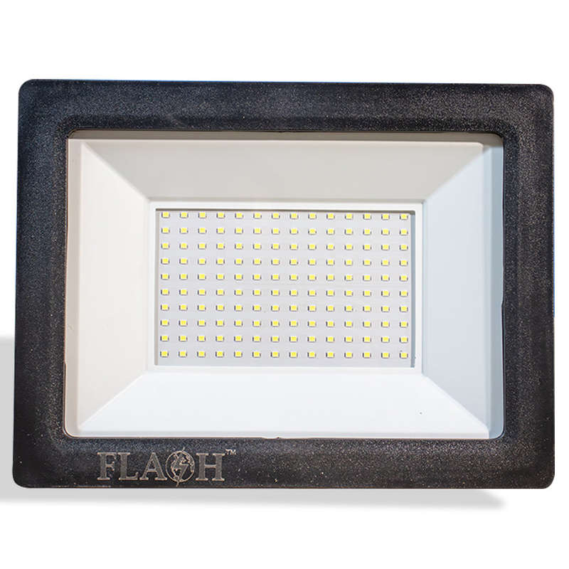 FLASH High Power Slim LED 100W Floodlight Daylight 6000K Matt Black
