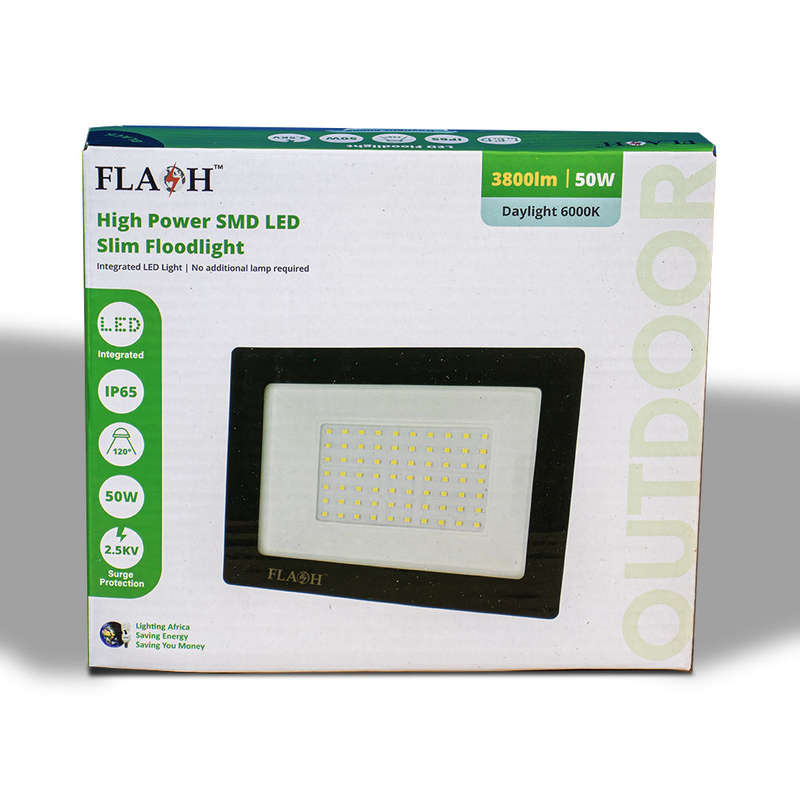 FLASH 50W SMD LED Slim Floodlight Daylight 6000K Black