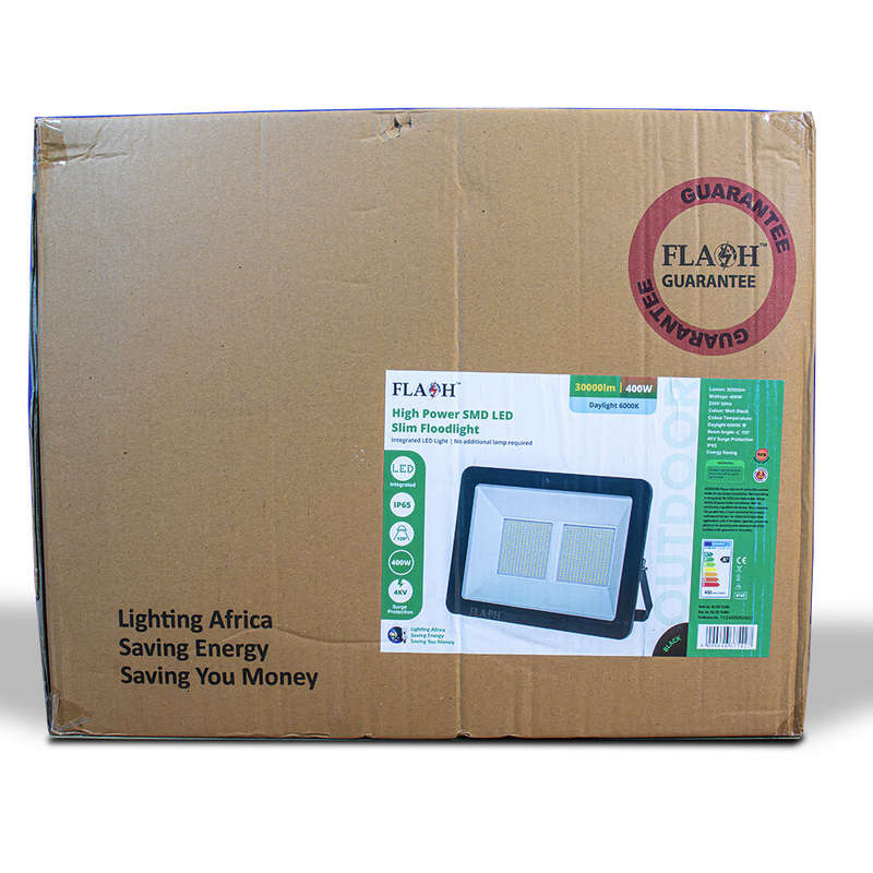FLASH High Power Slim LED 400W Floodlight Daylight 6000K Matt Black
