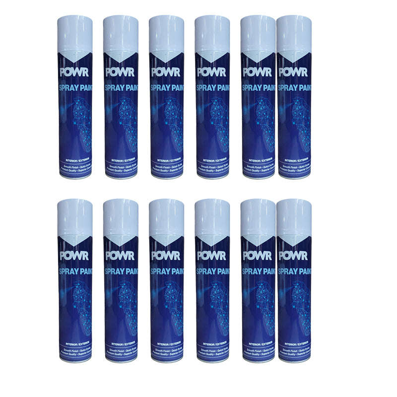 POWR Spray Paint STD 300ml Tin White Gloss ( 12 Pack )