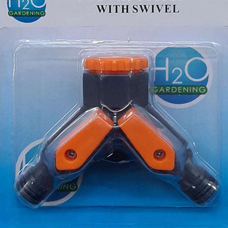 H20 Garden Tap Coupling 2 Way Split Water Flow Swivel