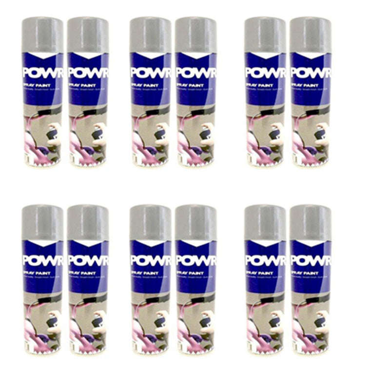 POWR Spray Paint STD 300ml Metal Silver ( 12 Pack )