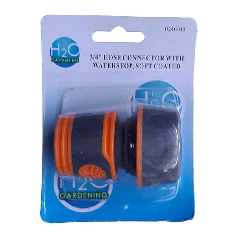 H20 Garden Hose Connector 3/4" Stop And Soft Grip