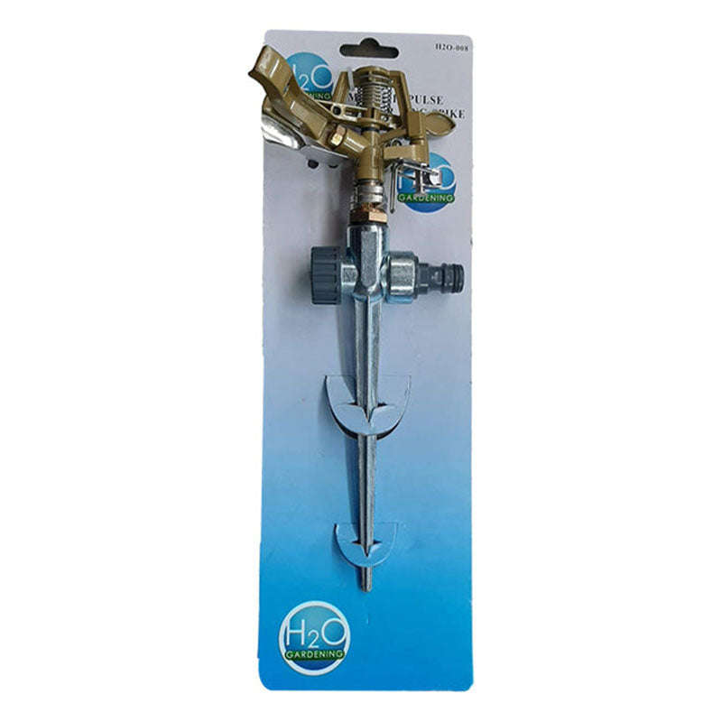 H20 Garden Sprinkler Impulse Heavy-Duty Metal Head On Spike Adjustable