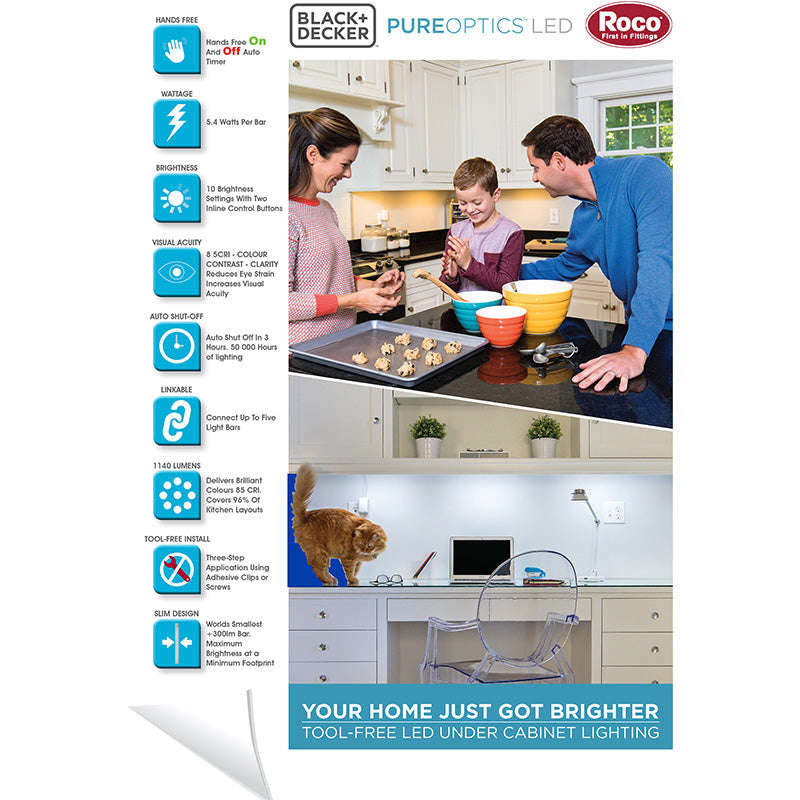BLACK & DECKER 3 Bar LED Under Cabinet Lighting Kit