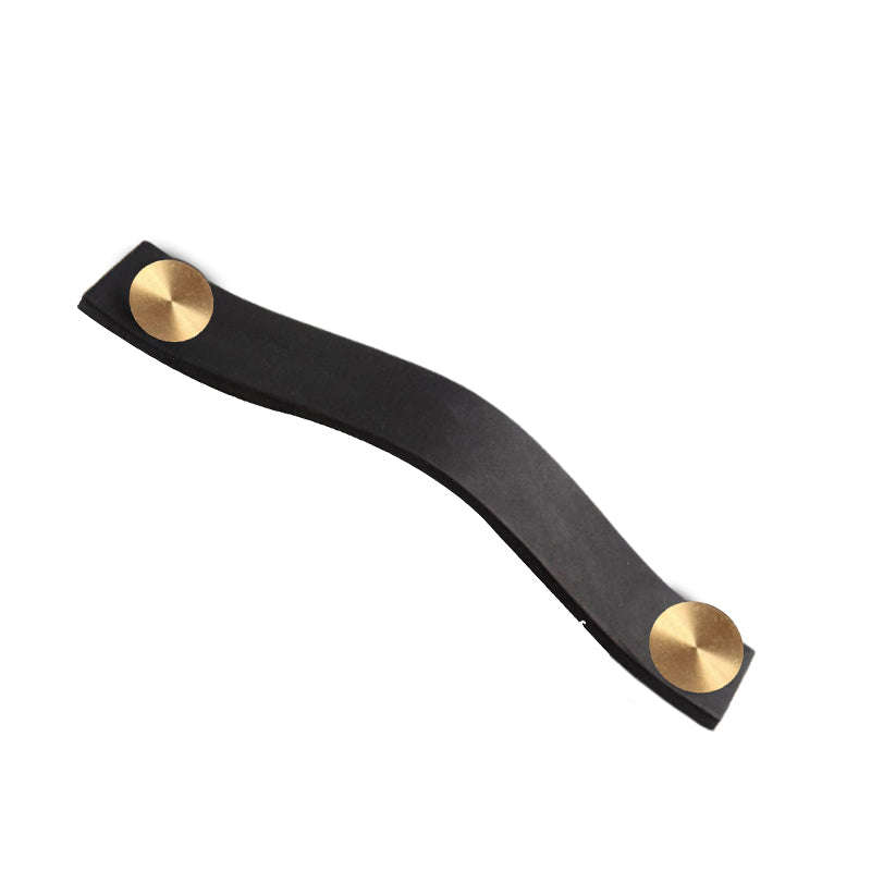 ROCO Leather Cupboard Handle Black & Brass 128mm