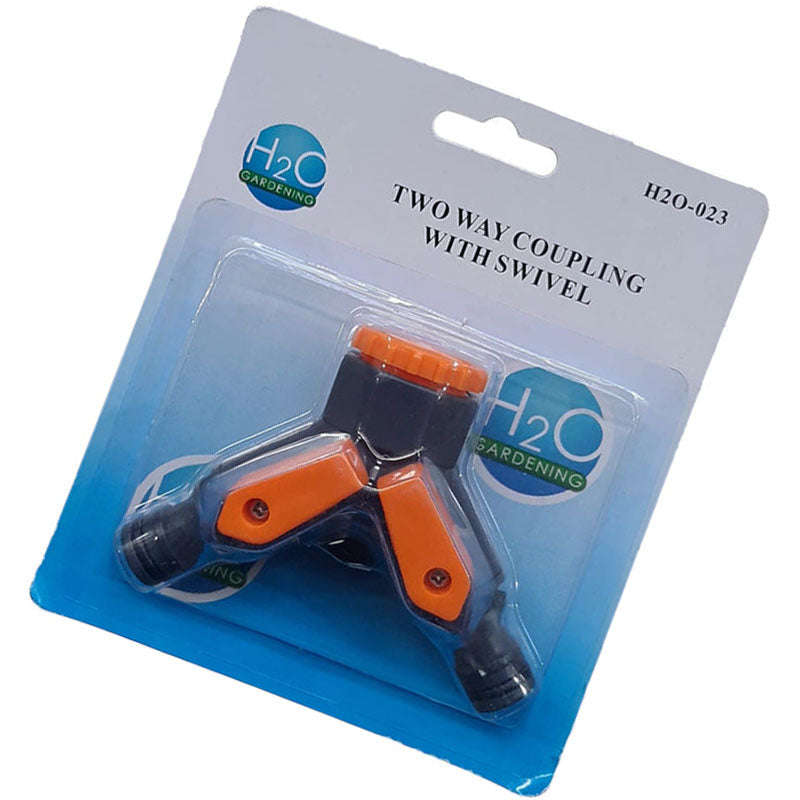 H20 Garden Tap Coupling 2 Way Split Water Flow Swivel