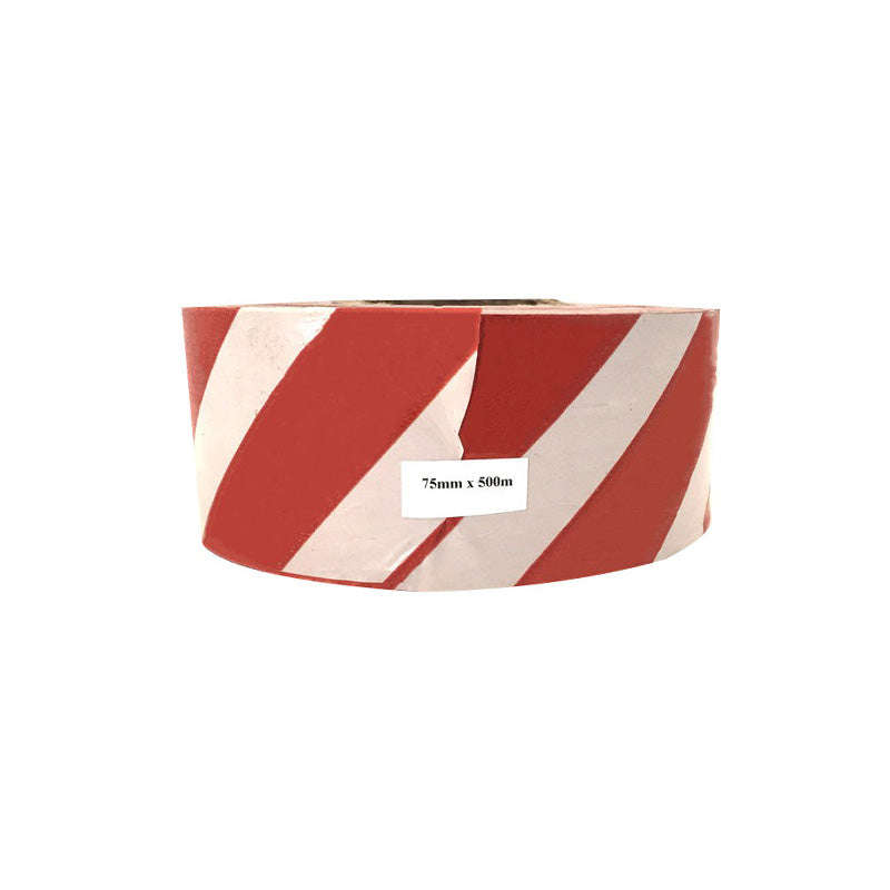 Barrier Tape PVC Red/White 75mm x 500m