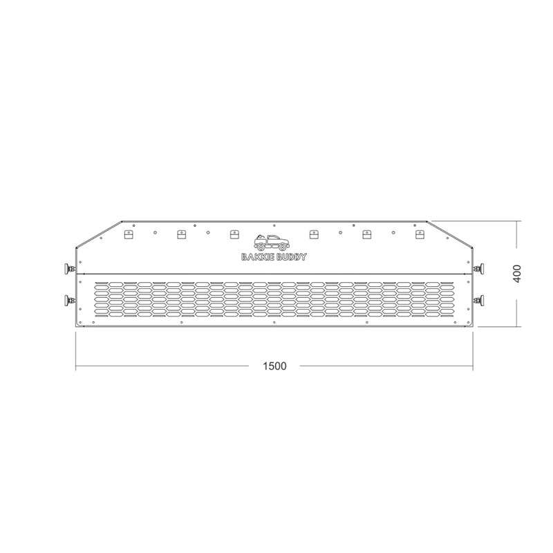 BAKKIE BUDDY Premium Loading Bay Separator & Organizer Black Powder Coated 1500mm