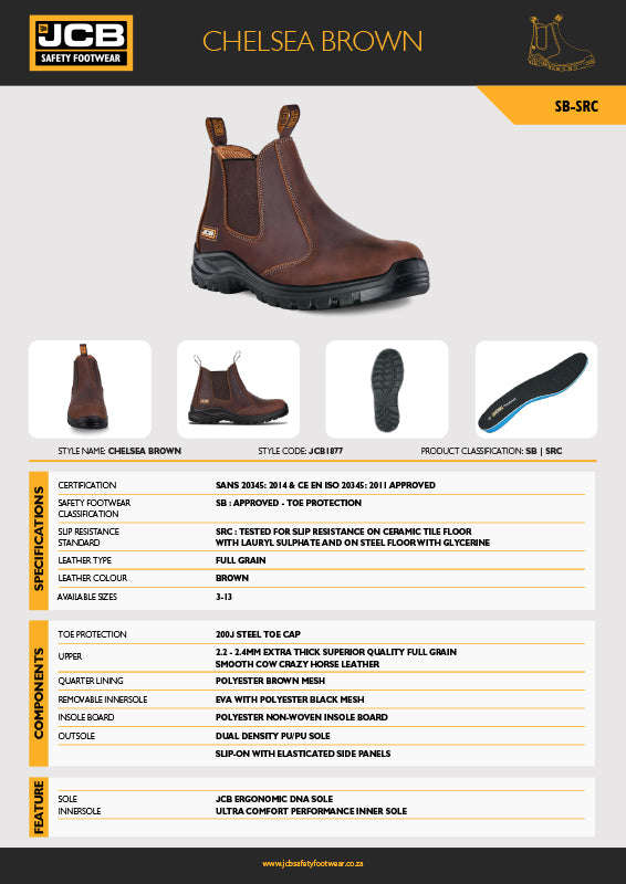 JCB Chelsea Brown Steel Toe Men's Boot