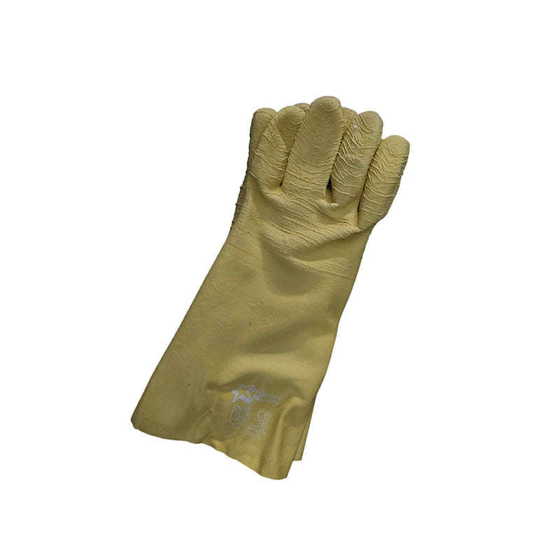 PIONEER Gloves Latex Crinkle Yellow Comarex Full Dip Gaunt Elbow 35cm