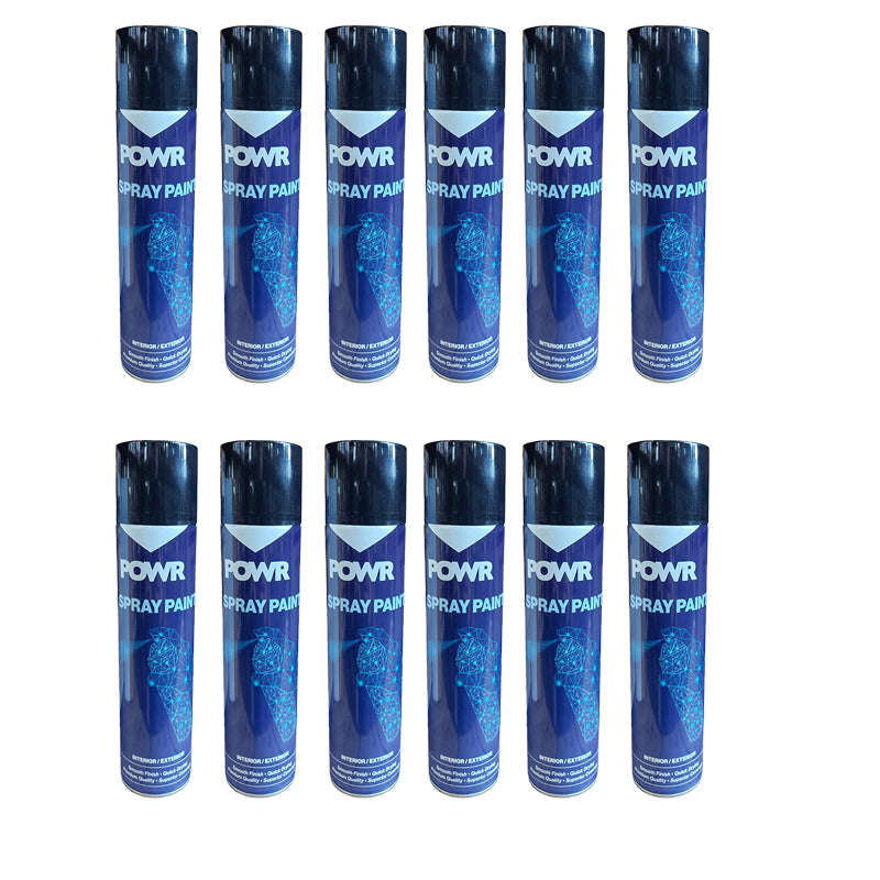 POWR Spray Paint STD 300ml Tin Black Matt ( 12 Pack )