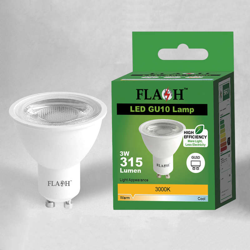 FLASH High-Efficiency 3W LED GU10 Lamp 38D (10 Pack)