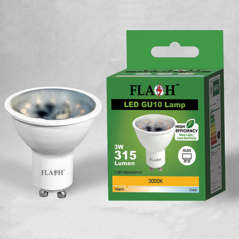 FLASH High-Efficiency 3W LED GU10 Lamp 120D (10 Pack)
