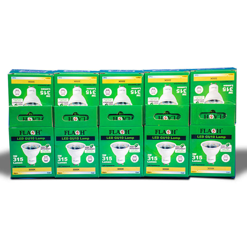 FLASH High-Efficiency 3W LED GU10 Lamp 120D (10 Pack)