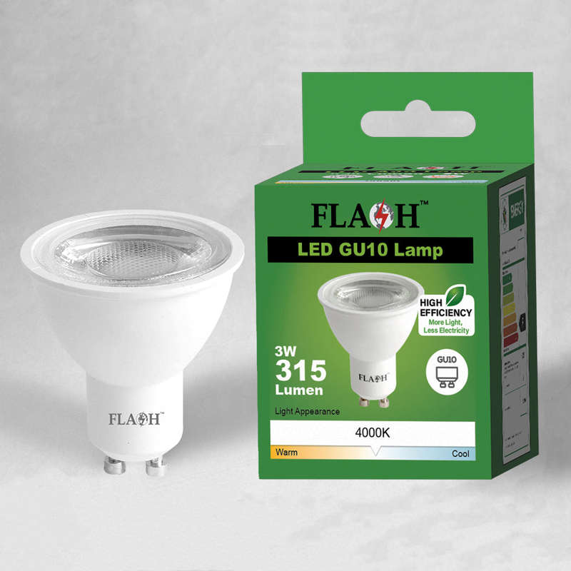 FLASH High-Efficiency 3W LED GU10 Lamp 38D (10 Pack)