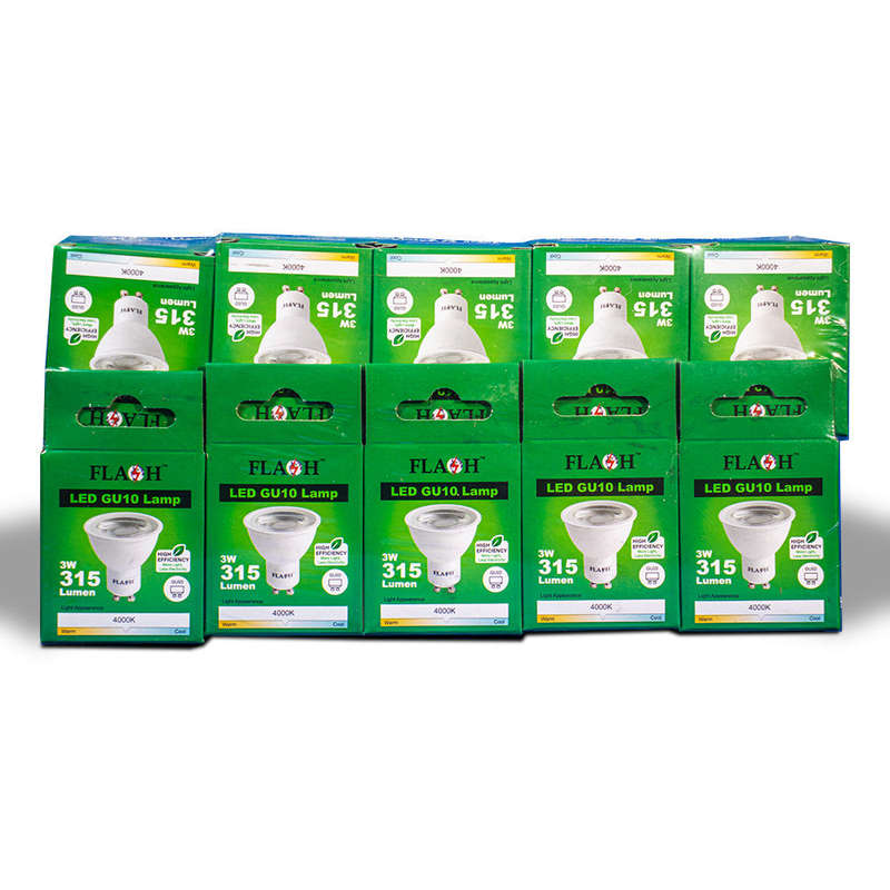 FLASH High-Efficiency 3W LED GU10 Lamp 38D (10 Pack)