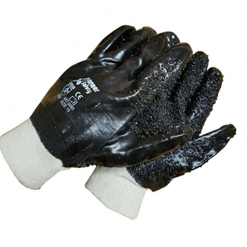 PIONEER Gloves Black Chip Palm Knit Wrist Grip and Abrasion Resistant Large