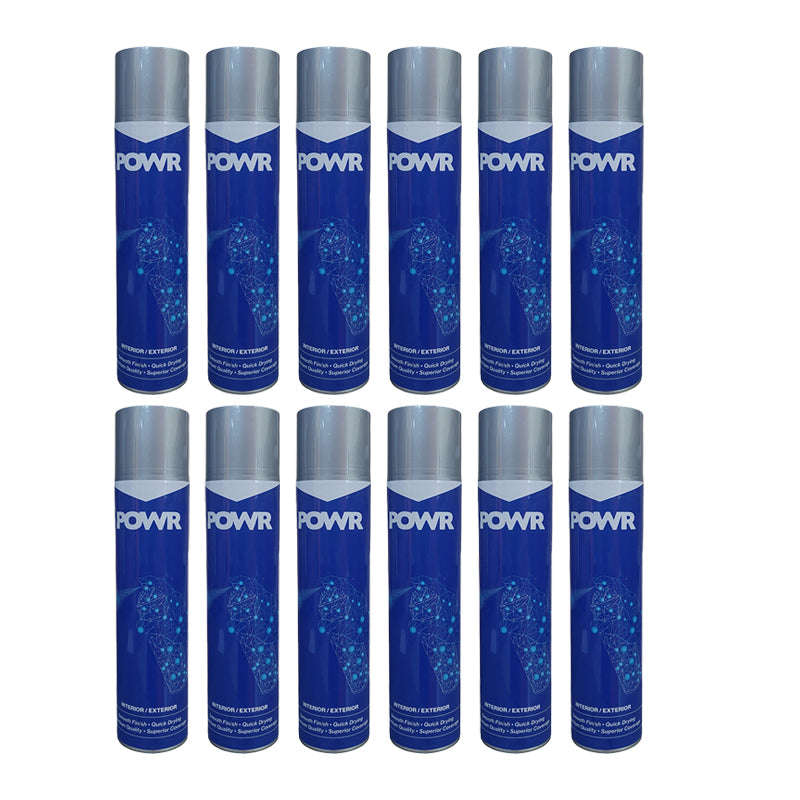 POWR Spray Paint STD 300ml Tin Grey Silver ( 12 Pack )