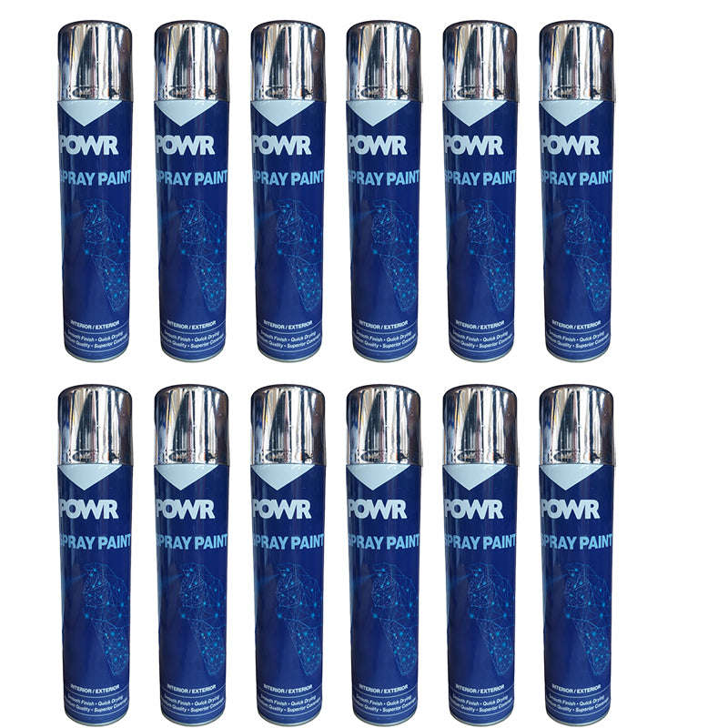 POWR Spray Paint Metallic Chrome Mirror 300ml ( 12 Pack )