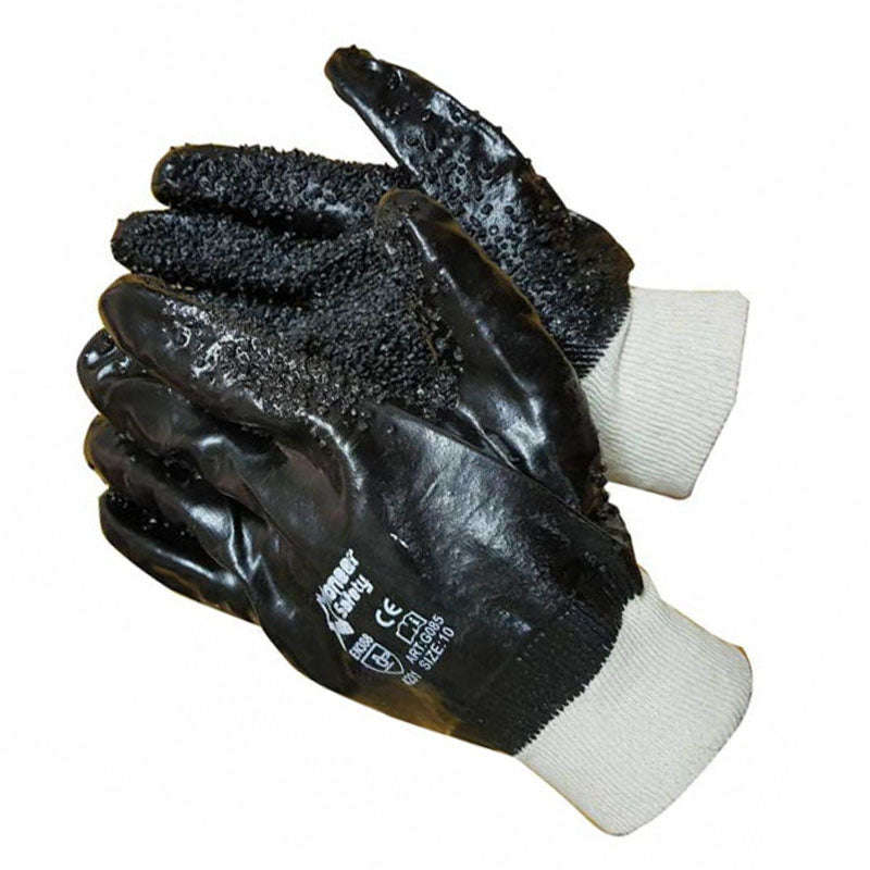 PIONEER Gloves Black Chip Palm Knit Wrist Grip and Abrasion Resistant Large