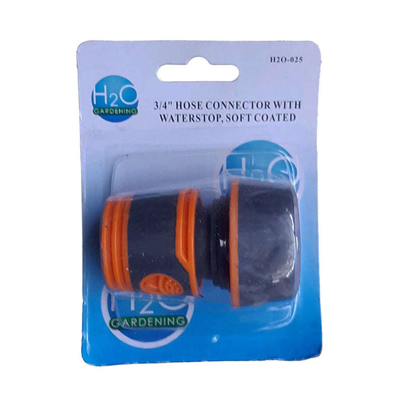 H20 Garden Hose Connector 3/4" Stop And Soft Grip