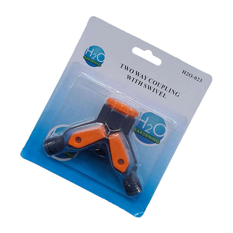 H20 Garden Tap Coupling 2 Way Split Water Flow Swivel