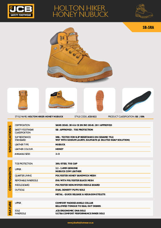 JCB Holton Hiker Honey Nubuck Steel Toe Men's Boot