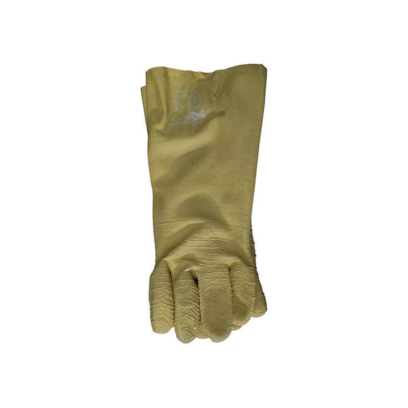PIONEER Gloves Latex Crinkle Yellow Comarex Full Dip Gaunt Elbow 35cm