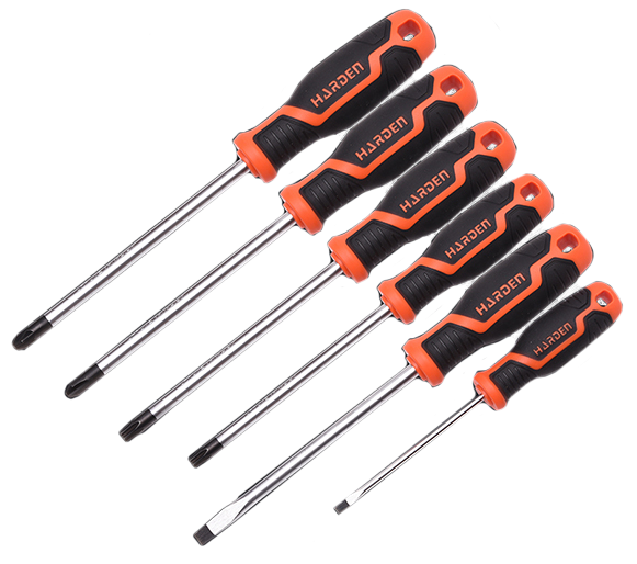 HARDEN Screwdriver Set Soft Handle 6 Pieces