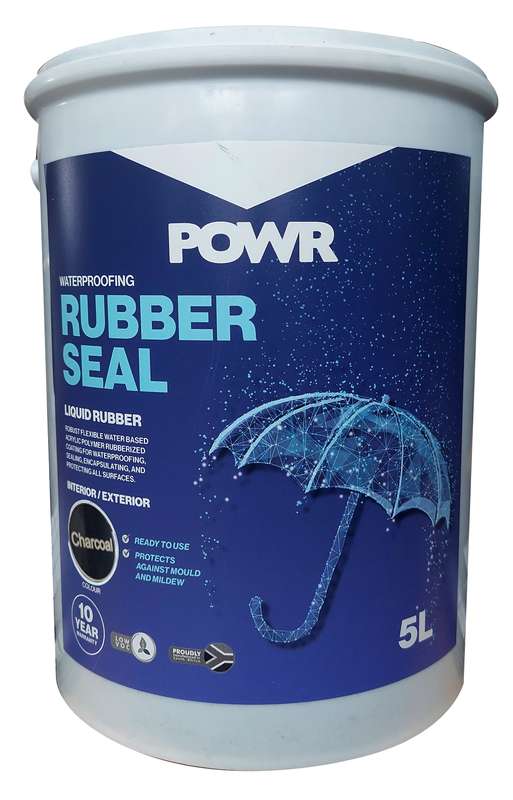 POWR Rubber Seal Waterproofing Charcoal 5 Litre
