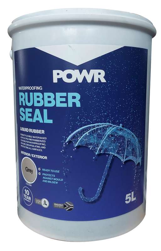 POWR Rubber Seal Waterproofing Coating Light Grey 5 Litre