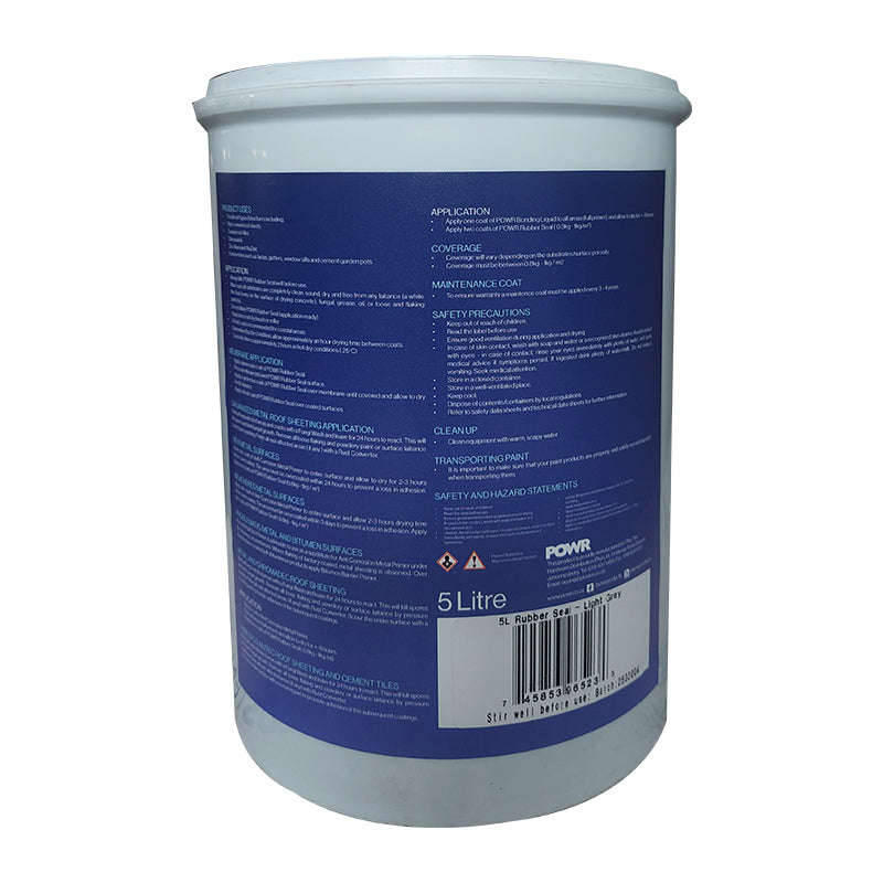 POWR Rubber Seal Waterproofing Charcoal 5 Litre