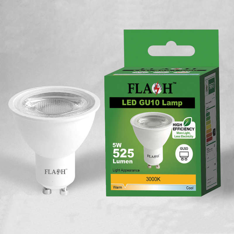 FLASH High-Efficiency 5W LED GU10 Lamp 38D (10 Pack)