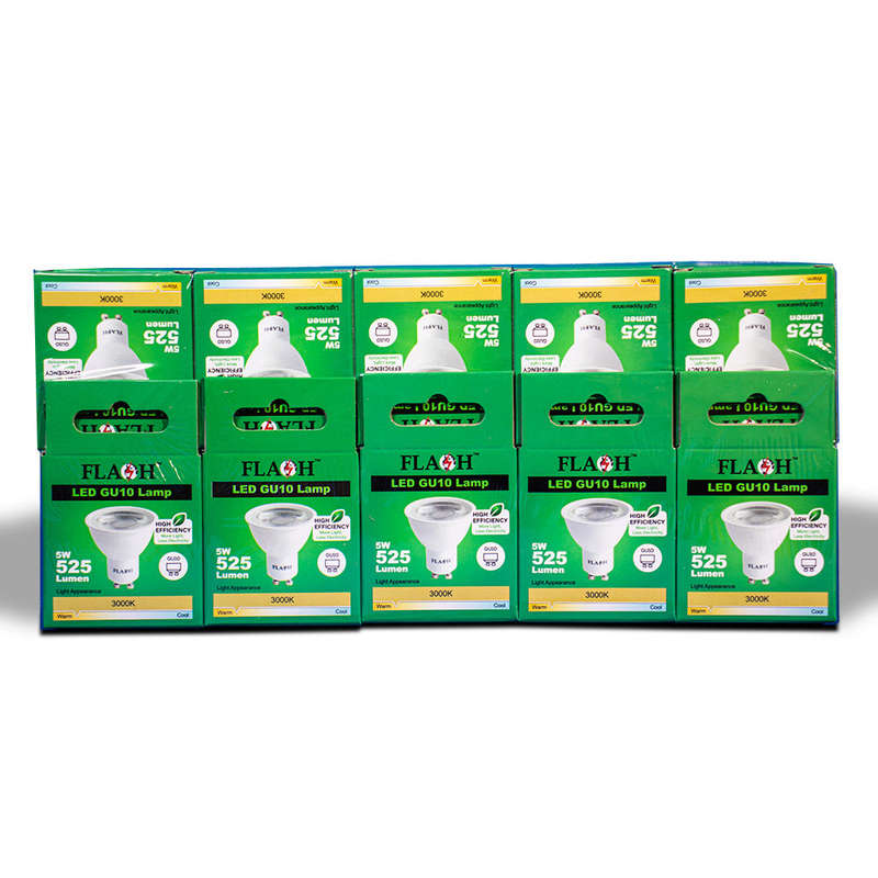 FLASH High-Efficiency 5W LED GU10 Lamp 38D (10 Pack)
