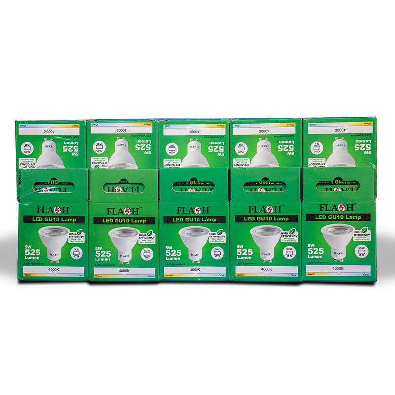 FLASH High-Efficiency 5W LED GU10 Lamp 38D (10 Pack)